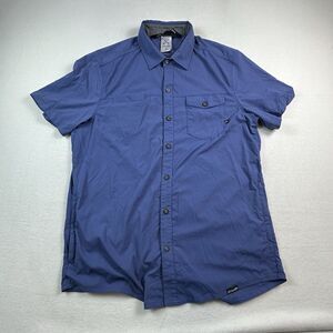 Coalatree Shirt Mens Large Blue SWITCHBACK TRAVEL Short Sleeve Button Up Shirt